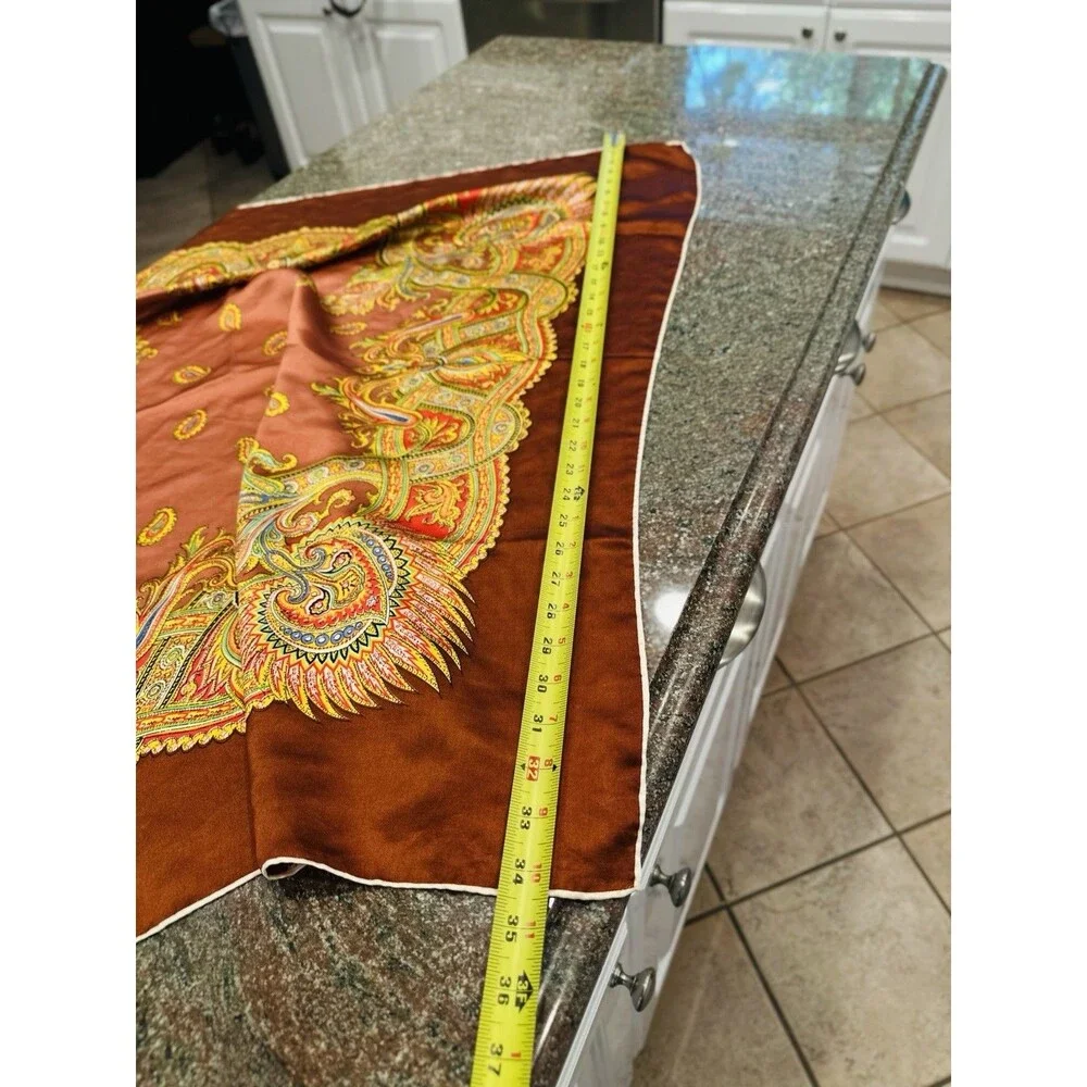 100% Silk Skinny Scarf Twilly Colorful Baroque Como Italy Vintage‎  big see pics